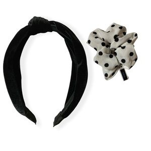 Tasha Scrunchie + Black Velvet Knot Headband